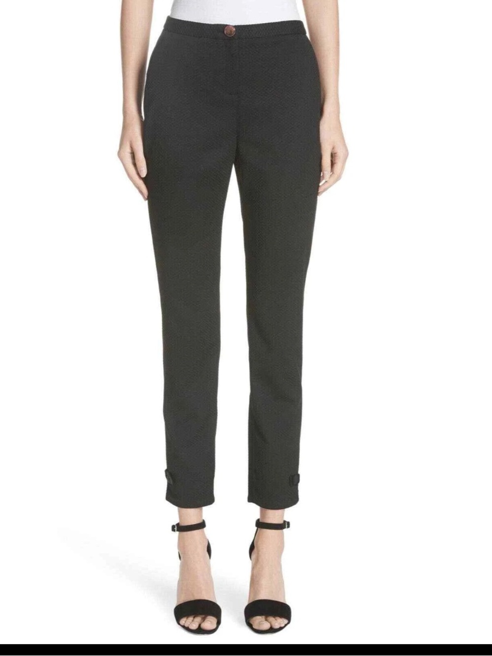 Ted Baker London Nadaet Bow Detail Textured Trousers Black
